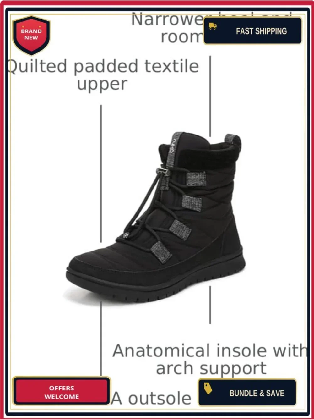 Women's Sienna Snow Boot Water Repellent Quilted Ankle Bootie